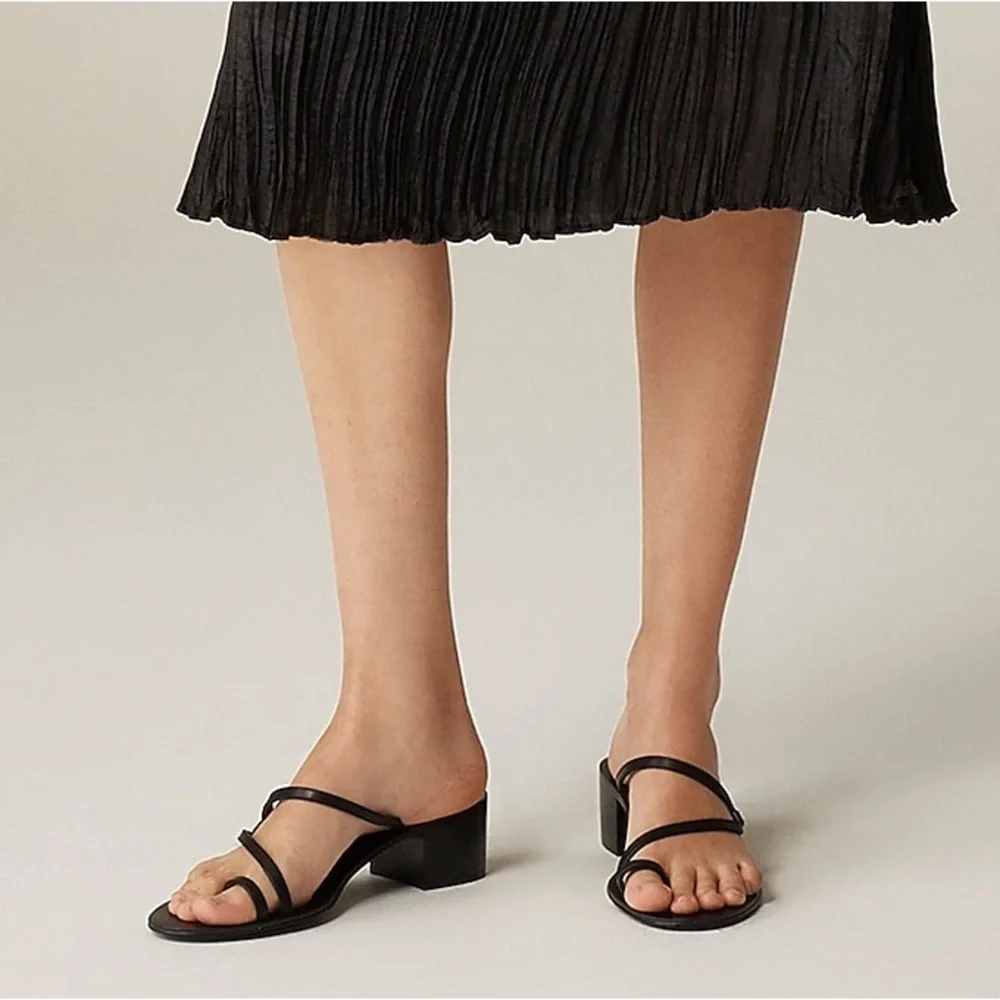 J Crew Toe-ring block-heel sandals in leathe CJ829